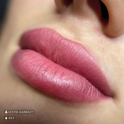 Resultado pigmento PMU labios Swiss Color 403 Passion Berry rosa medio frío intenso efecto lip blush definido