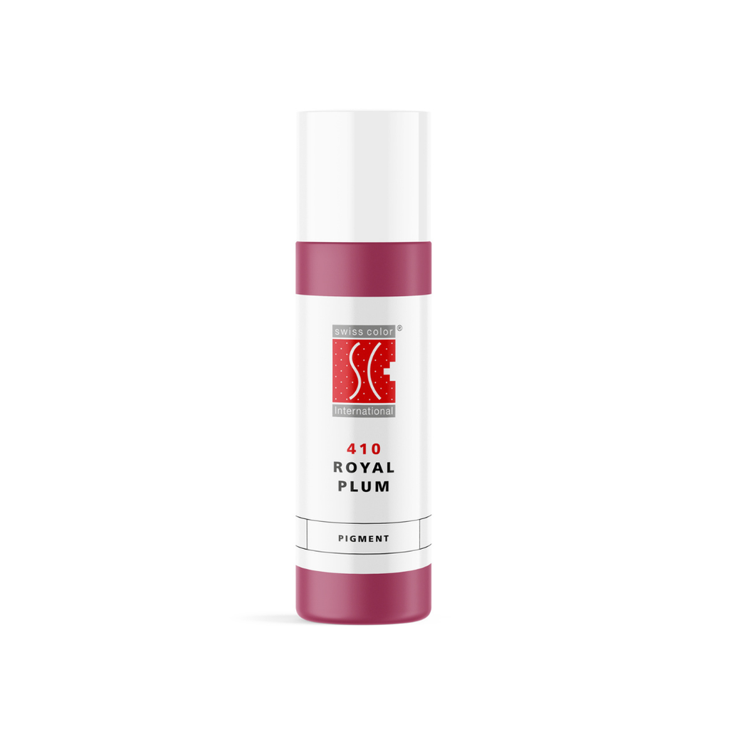 Pigmento PMU Swiss Color 410 Royal Plum magenta frío técnico frasco profesional disponible en 5 ml y 10 ml