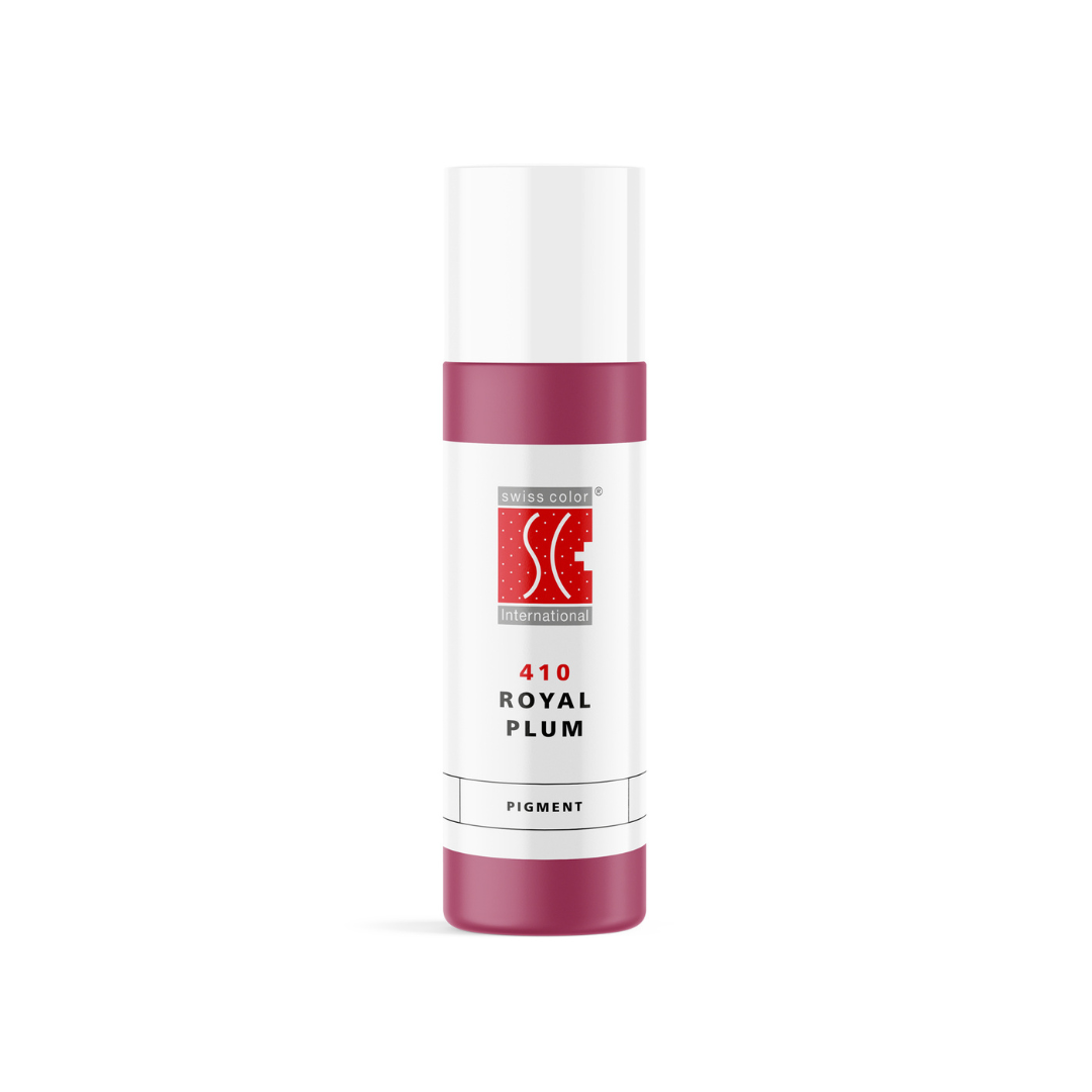 Pigmento PMU Swiss Color 410 Royal Plum magenta frío técnico frasco profesional disponible en 5 ml y 10 ml