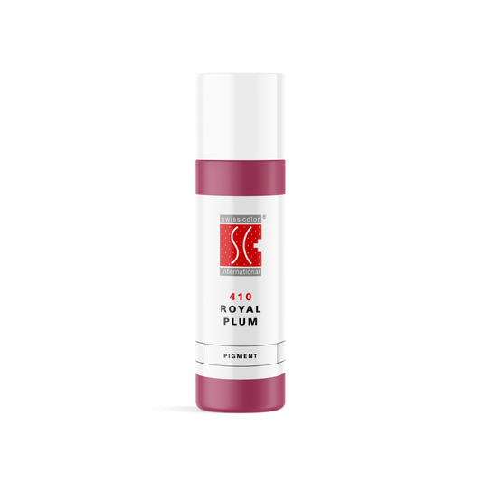 Pigmento PMU Swiss Color 410 Royal Plum magenta frío técnico frasco profesional disponible en 5 ml y 10 ml