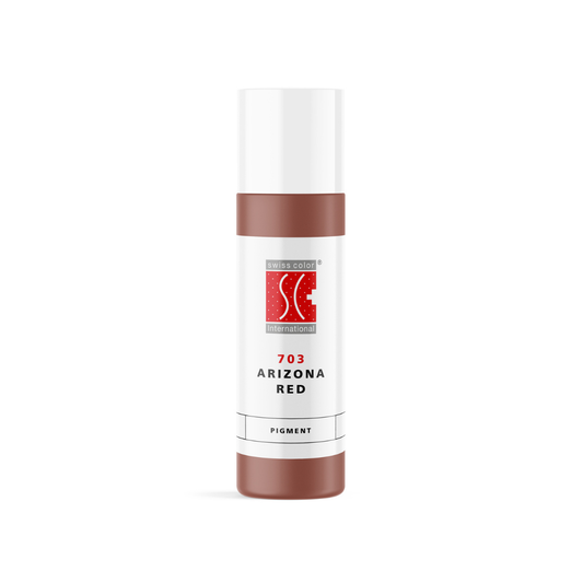 Pigmento PMU Swiss Color 703 Arizona Red, rojo rosado oscuro elegante para labios y areola, frasco original profesional disponible en 5 ml y 10 ml