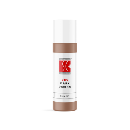 Pigmento PMU Swiss Color 705 Dark Umbra 10 ml, rosa antiguo frío empolvado de alta cobertura para labios, areola y camuflaje, frasco original profesional
