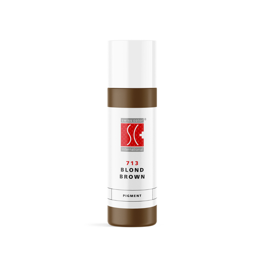 Pigmento PMU para cejas Swiss Color 713 Blond Brown en frasco original, rubio castaño suave de uso profesional