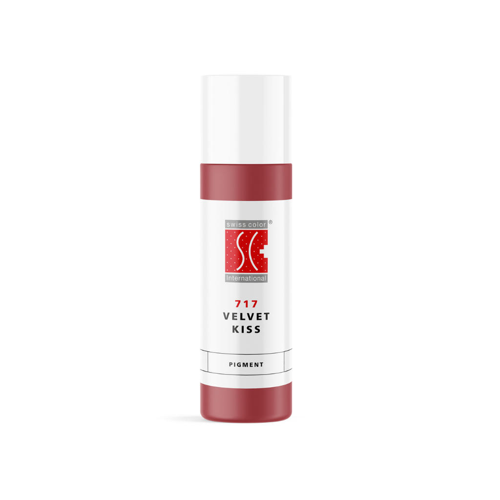 Pigmento PMU Swiss Color 717 Velvet Kiss 10 ml para labios, rosa malva cálido elegante para lip blush y full lips, frasco original profesional