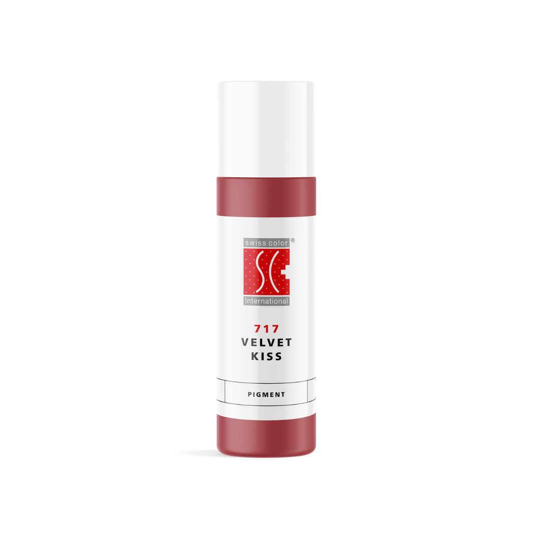 Pigmento PMU Swiss Color 717 Velvet Kiss 10 ml para labios, rosa malva cálido elegante para lip blush y full lips, frasco original profesional