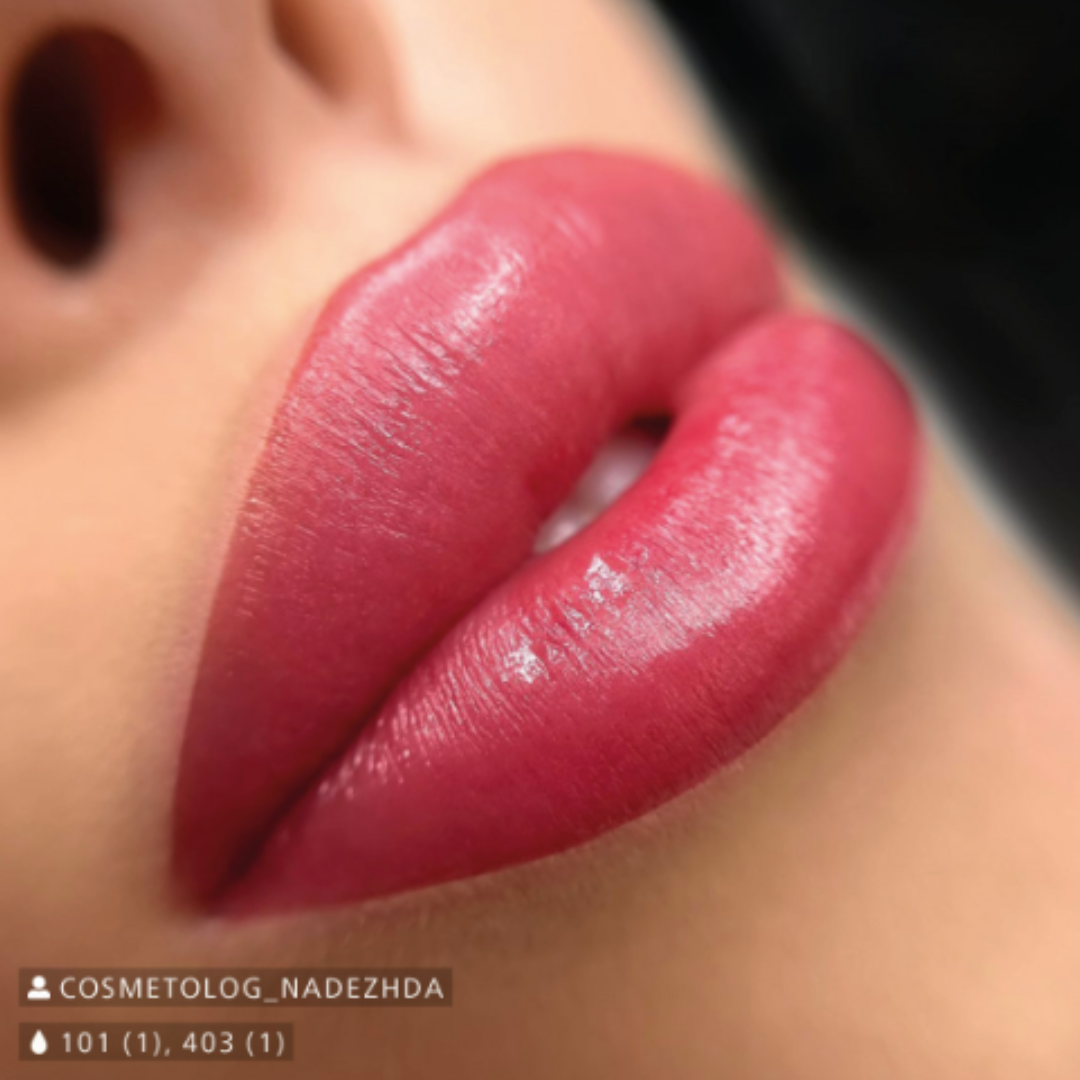 Resultado micropigmentación labios efecto suave y empolvado mezcla con pigmento PMU blanco Swiss Color Base White 101