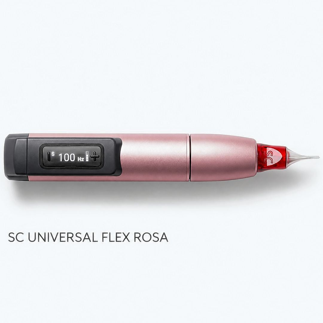 Dermógrafo PMU Swiss Color SC Universal Dual 3.0 rosa con display integrado a 100 Hz y cartucho para micropigmentación profesional