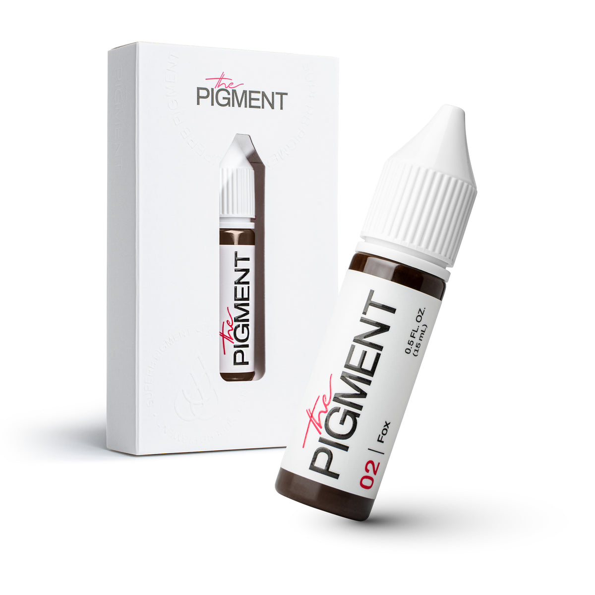 Pigmento PMU cejas The Pigment 02 Fox marrón cálido equilibrado 15 ml frasco profesional con packaging original micropigmentación
