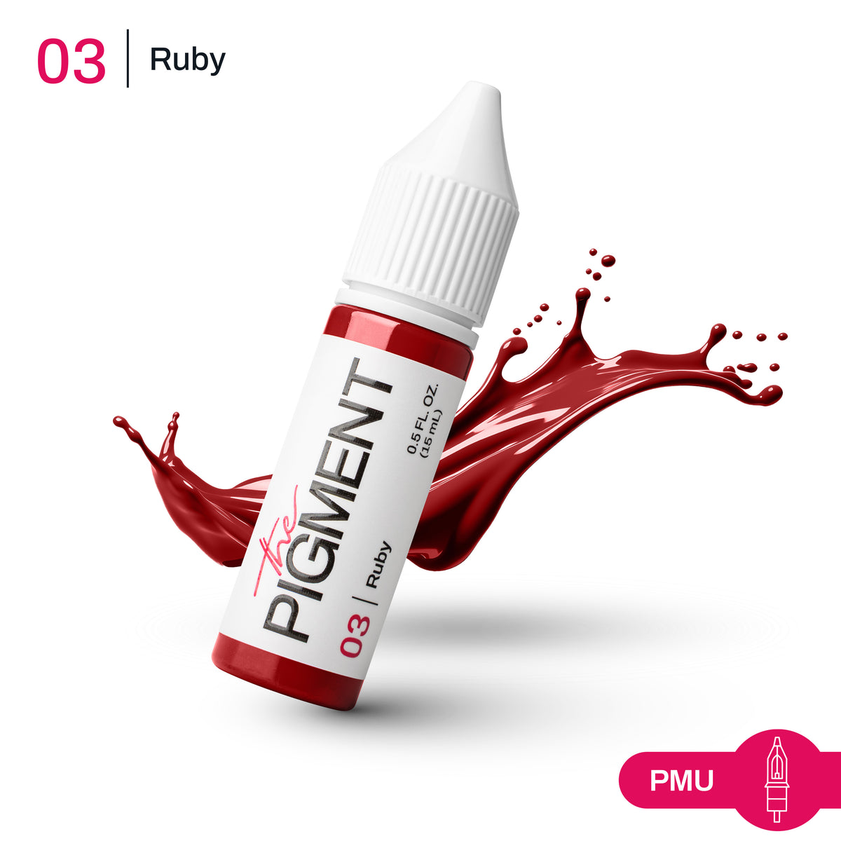 The Pigment 03 Ruby pigmento PMU per labbra 15 ml. Pigmento rosso inorganico per trucco permanente labbra disponibile su PMU Trend.