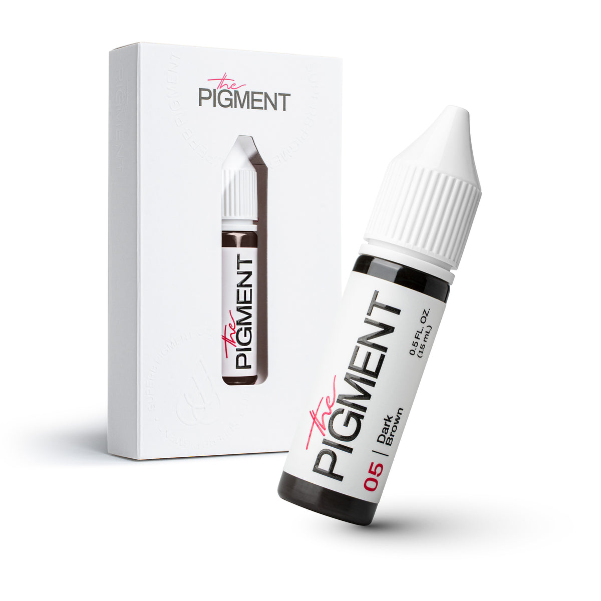 Pigmento PMU para cejas The Pigment 05 Dark Brown marrón oscuro intenso 15 ml frasco profesional con packaging original micropigmentación