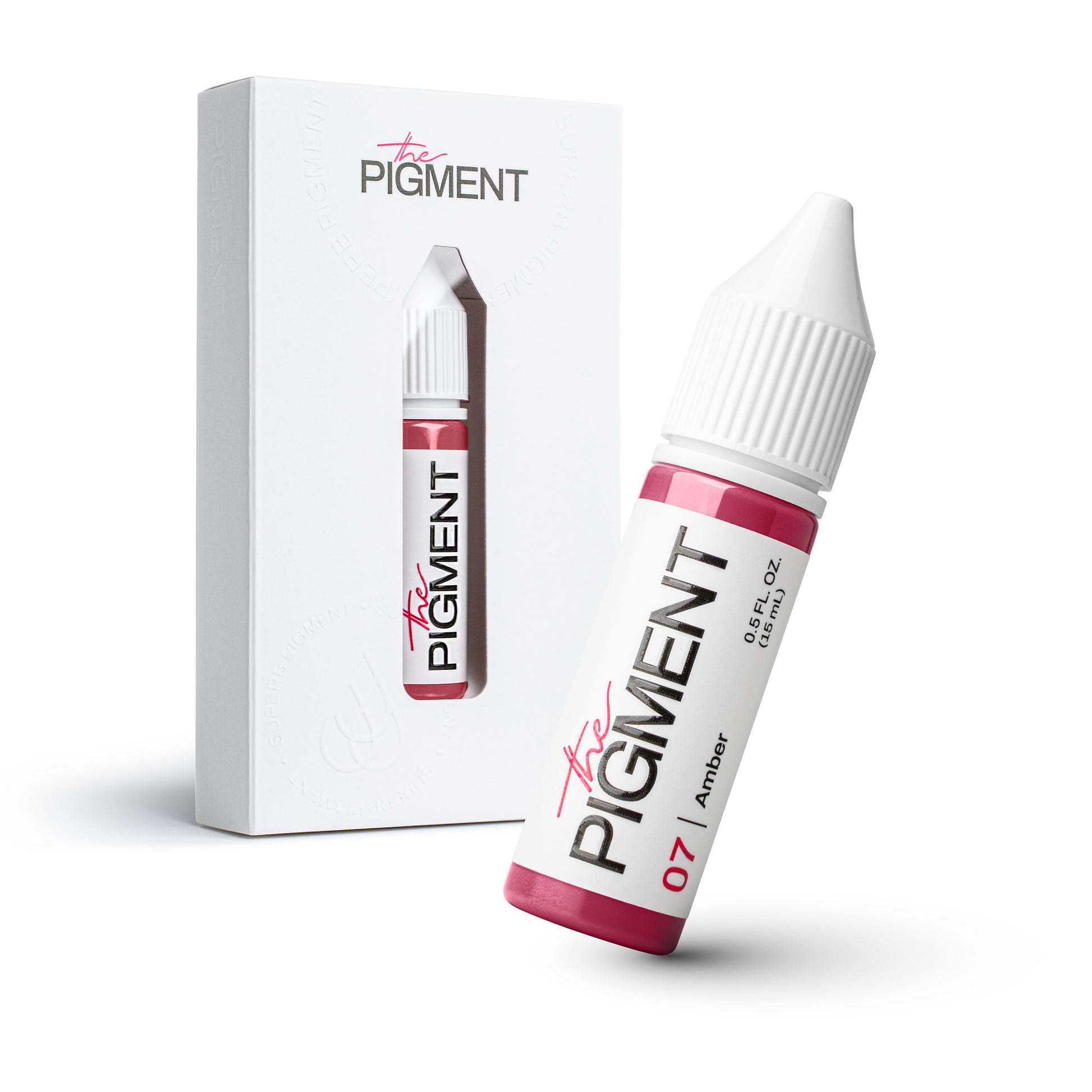 Pigmento PMU profesional The Pigment 07 Amber para labios, tono cálido y luminoso, frasco de 15 ml con packaging original.