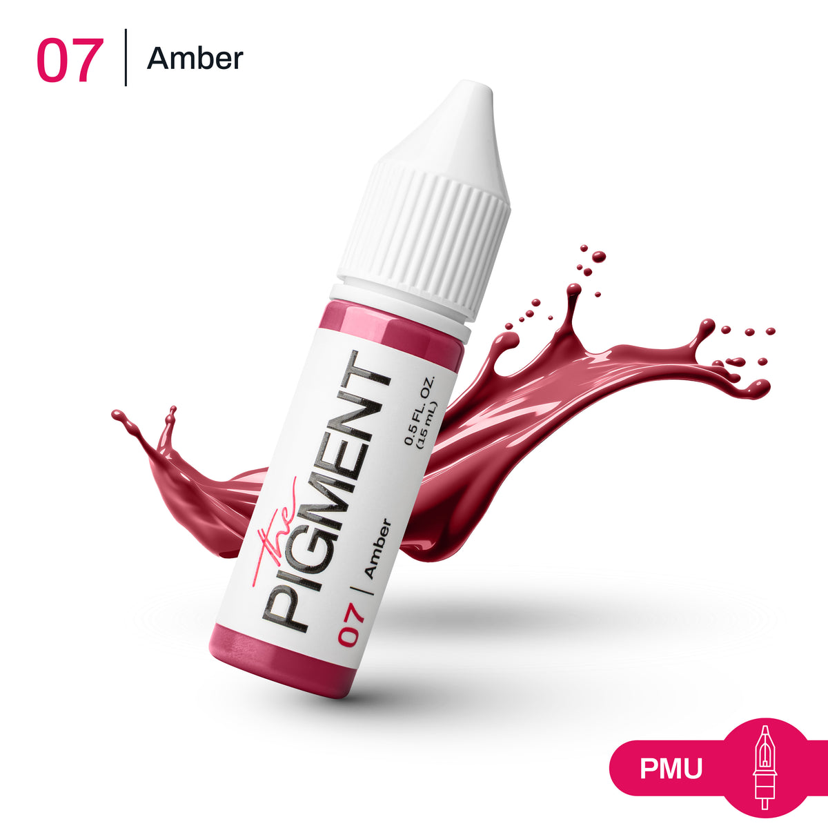 Textura del pigmento PMU 07 Amber en tono cálido anaranjado, ideal para aportar luminosidad y equilibrar subtonos fríos en labios.