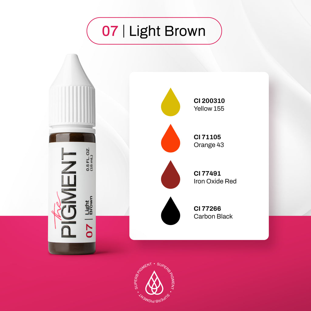 INCI pigmento PMU cejas The Pigment 07 Light Brown composición CI 200310 CI 71105 CI 77491 CI 77266 fórmula profesional para cejas