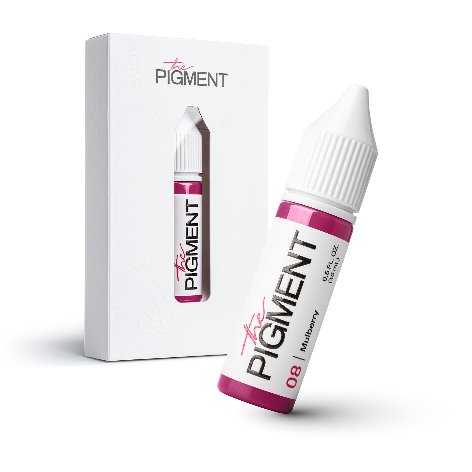 Pigmento PMU profesional The Pigment 08 Mulberry para labios, tono berry frío sofisticado, frasco de 15 ml con packaging original.