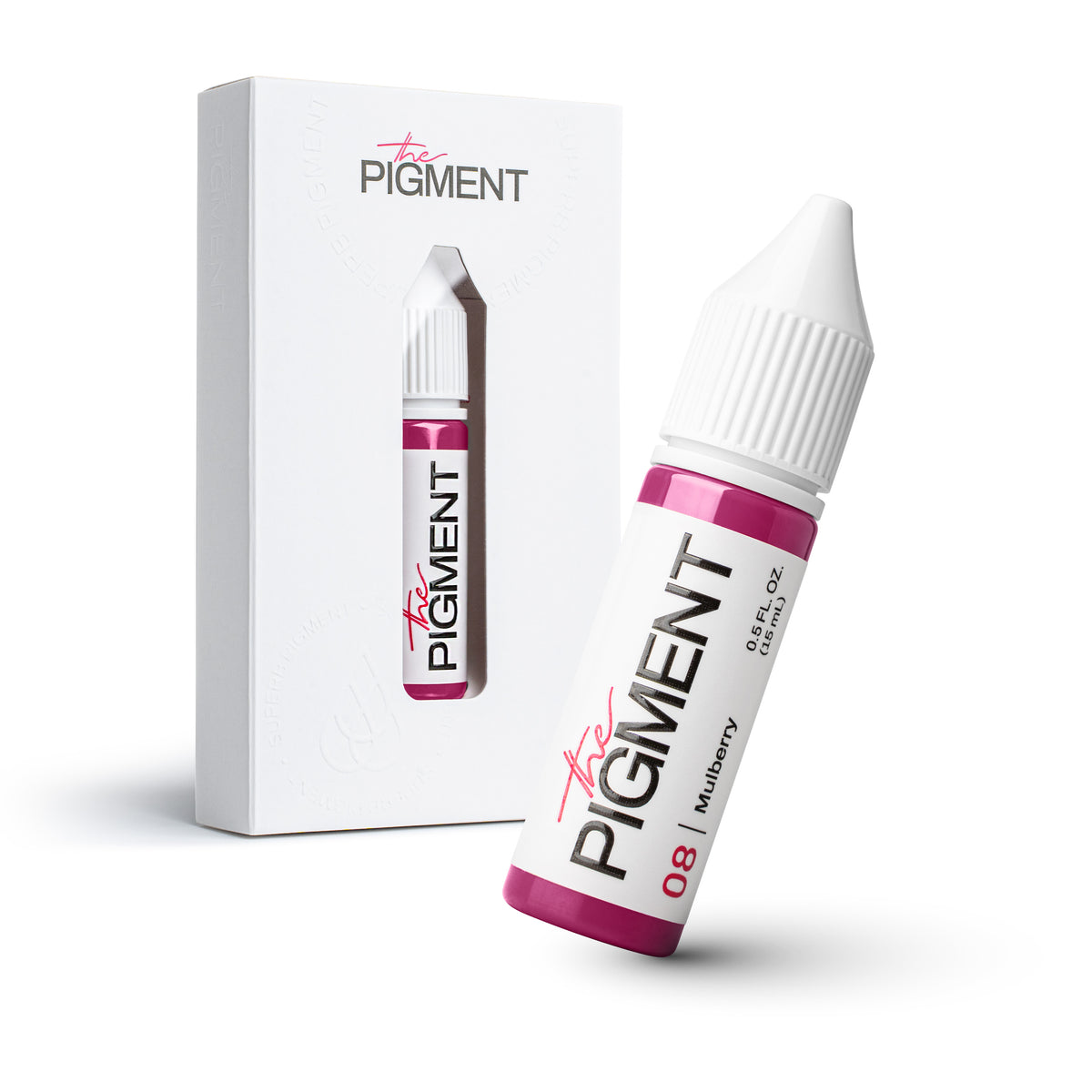 Pigmento PMU profesional The Pigment 08 Mulberry para labios, tono berry frío sofisticado, frasco de 15 ml con packaging original.