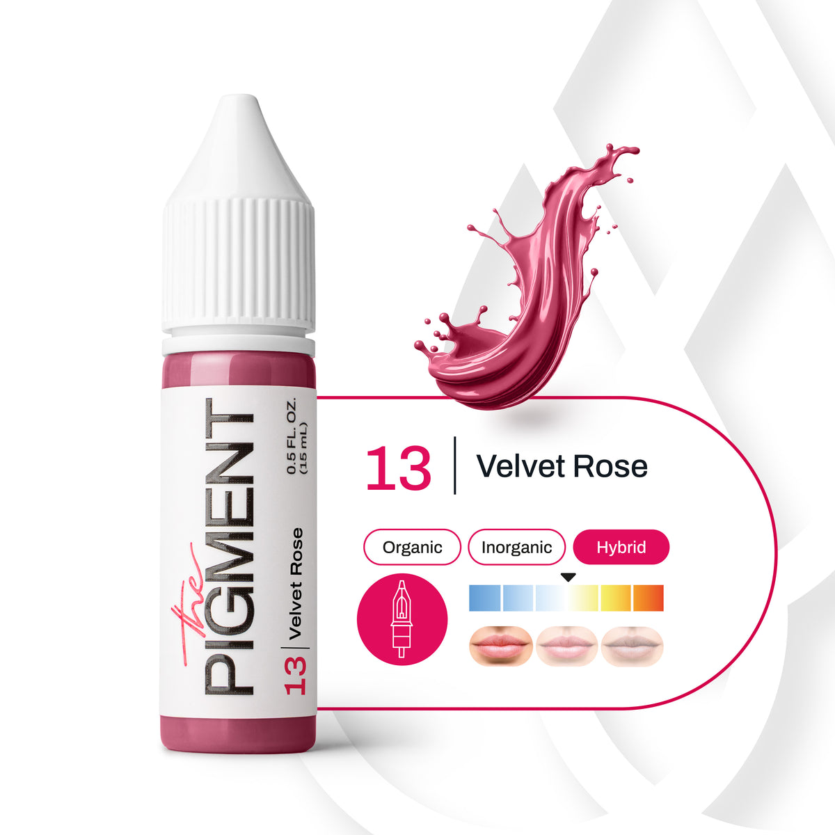Pigmento PMU labios 13 Velvet Rose fórmula híbrida subtono equilibrado rosa suave escala de temperatura profesional
