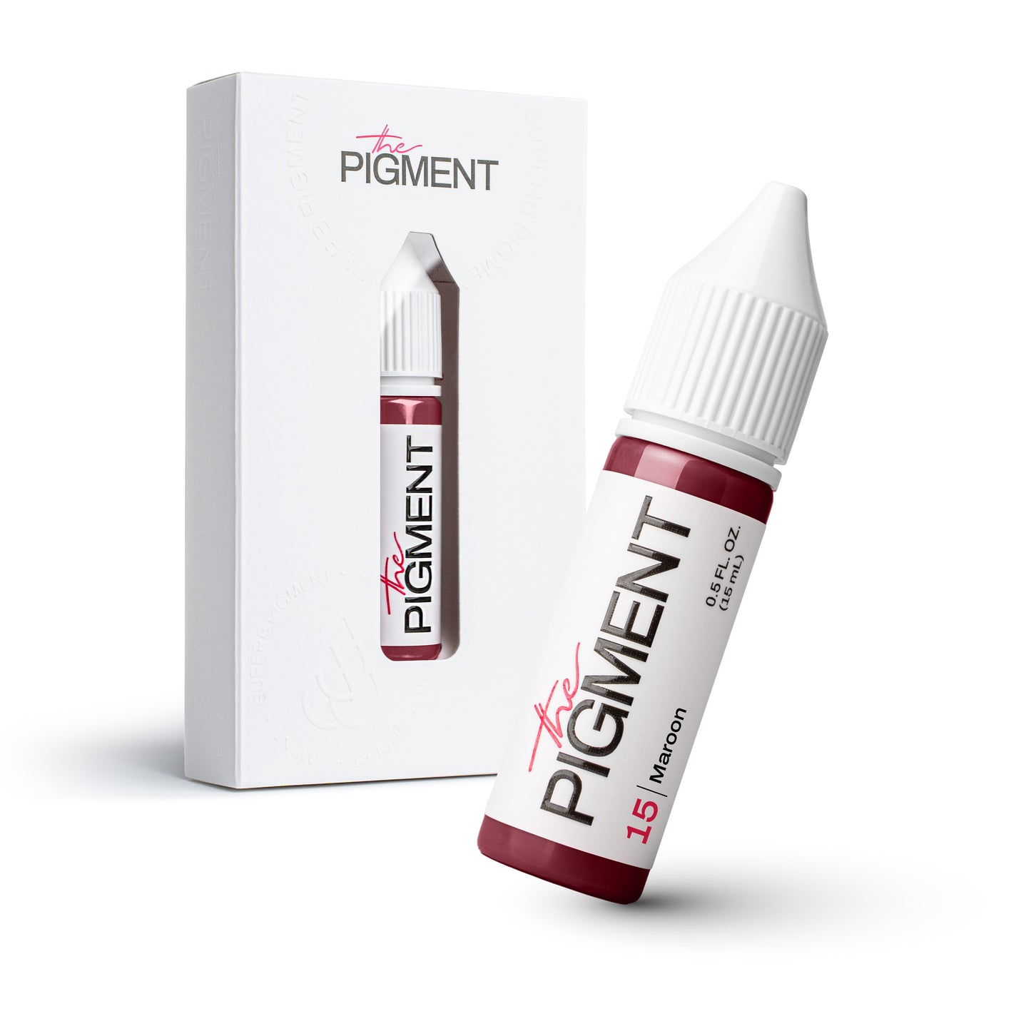 Pigmento PMU para labios The Pigment 15 Maroon 15 ml, borgoña profundo, frasco profesional con packaging original