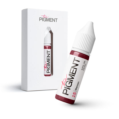 Pigmento PMU para labios The Pigment 15 Maroon 15 ml, borgoña profundo, frasco profesional con packaging original