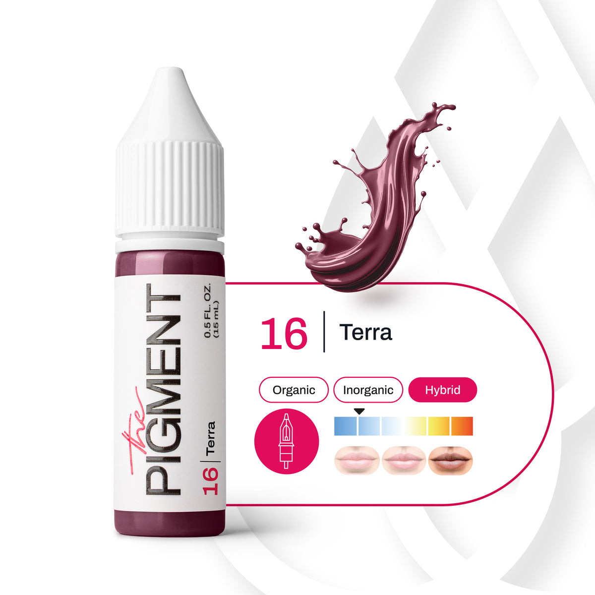 Pigmento PMU labios The Pigment 16 Terra fórmula híbrida subtono beige rosado ligeramente terroso temperatura cálida guía técnica para elección profesional