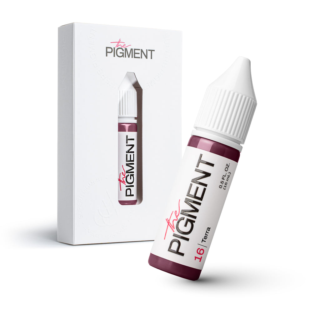 igmento PMU para labios The Pigment 16 Terra 15 ml nude cálido beige rosado frasco profesional con packaging original
