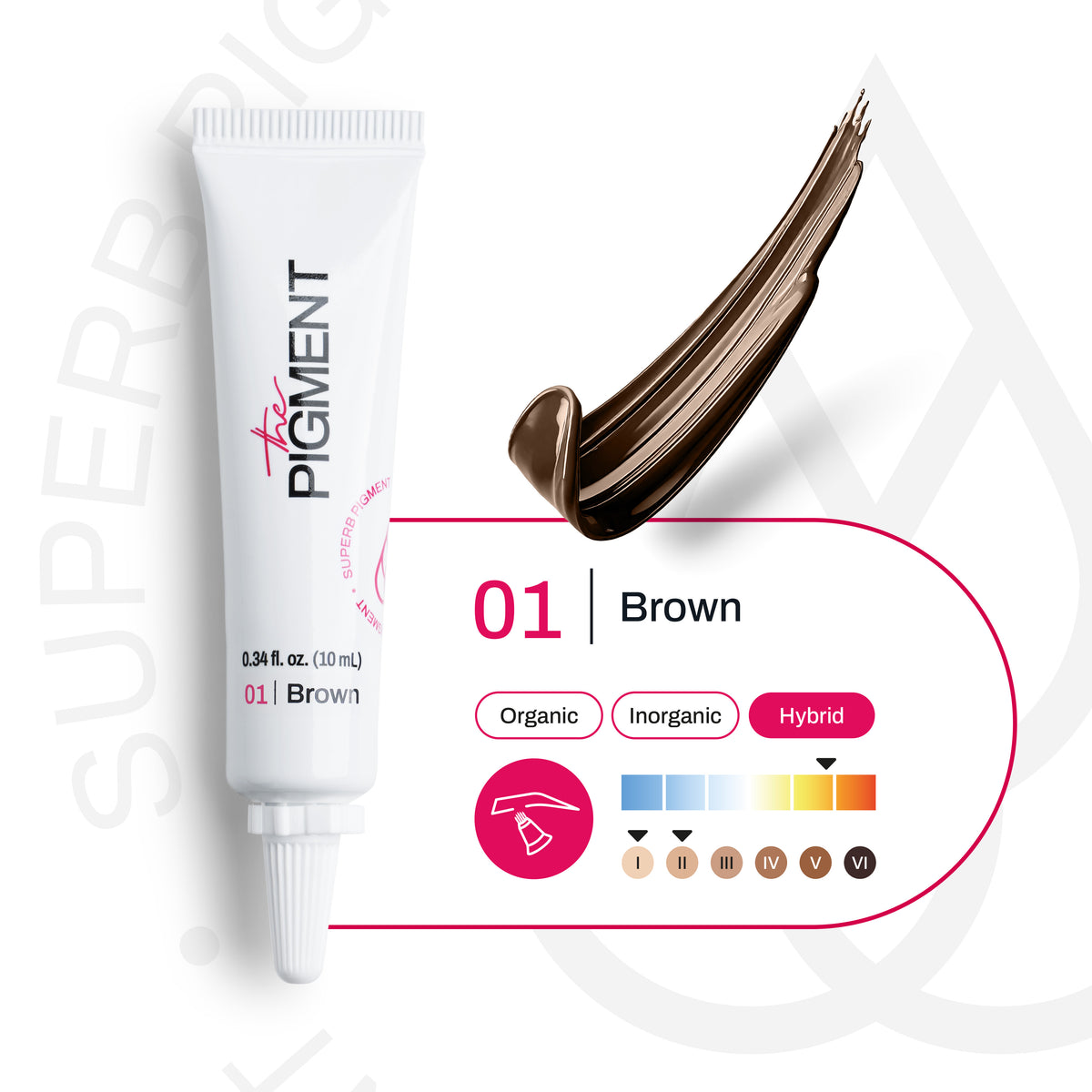 Pigmento PMU cejas Brown 1 escala de temperatura subtono neutro cálido marrón claro para microblading