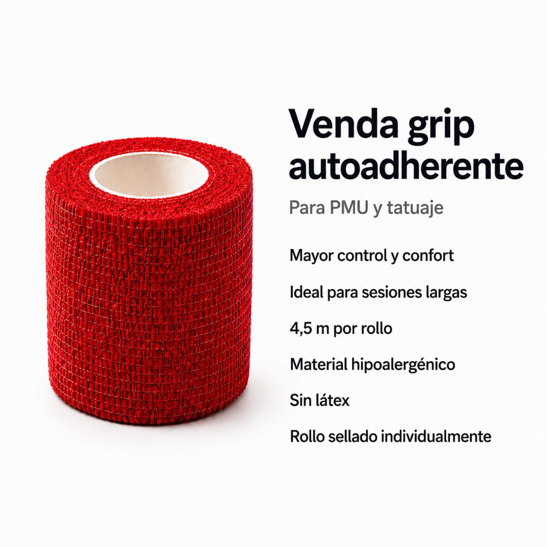 Venda grip autoadherente roja de 4,5 m para PMU y tattoo
