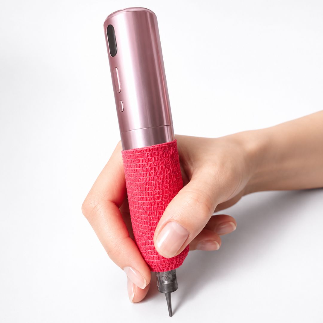 Pen machine PMU con venda grip roja para mejorar el agarre