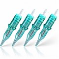 Cartuchos PMU Viper Round Liner Long Taper de color turquesa para técnicas profesionales de micropigmentación