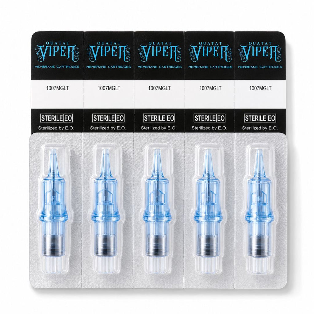 Cartuchos PMU Viper VL 7MGLT en envase individual esterilizado EO, configuración Magnum Long Taper para uso profesional