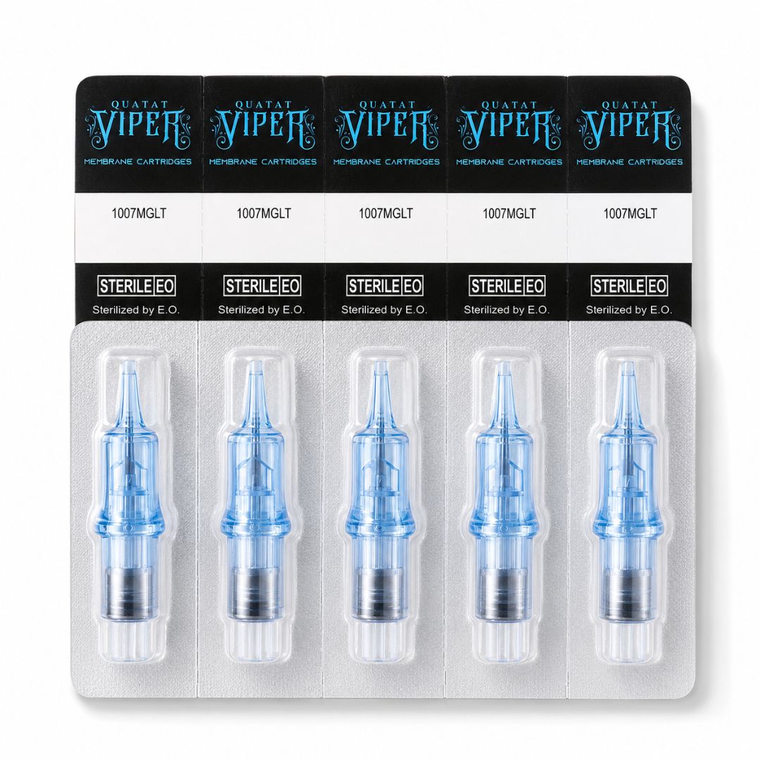 Cartuchos PMU Viper VL 7MGLT en envase individual esterilizado EO, configuración Magnum Long Taper para uso profesional