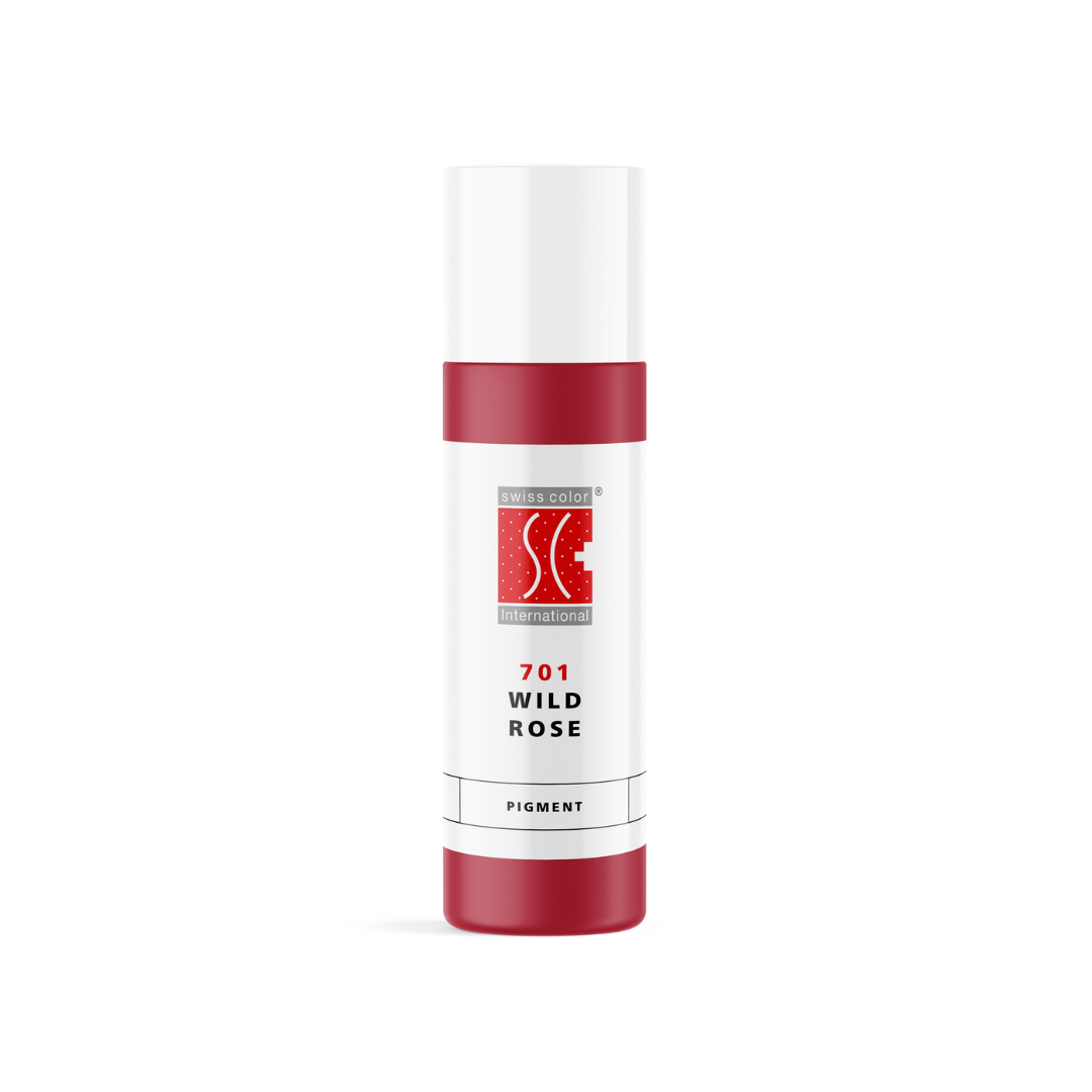 Pigmento PMU para labios Swiss Color 701 Wild Rose: frasco original profesional, rosa frío elegante de alta cobertura, disponible en 5 ml y 10 ml