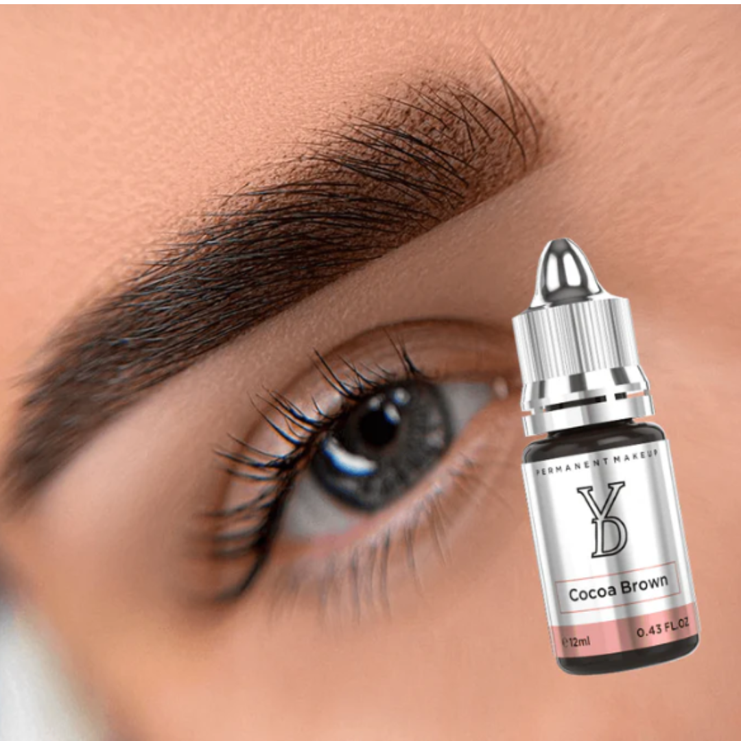 Resultado de cejas naturales y definidas con pigmento PMU YDPMU Cocoa Brown 12 ml marrón cacao neutro medio oscuro