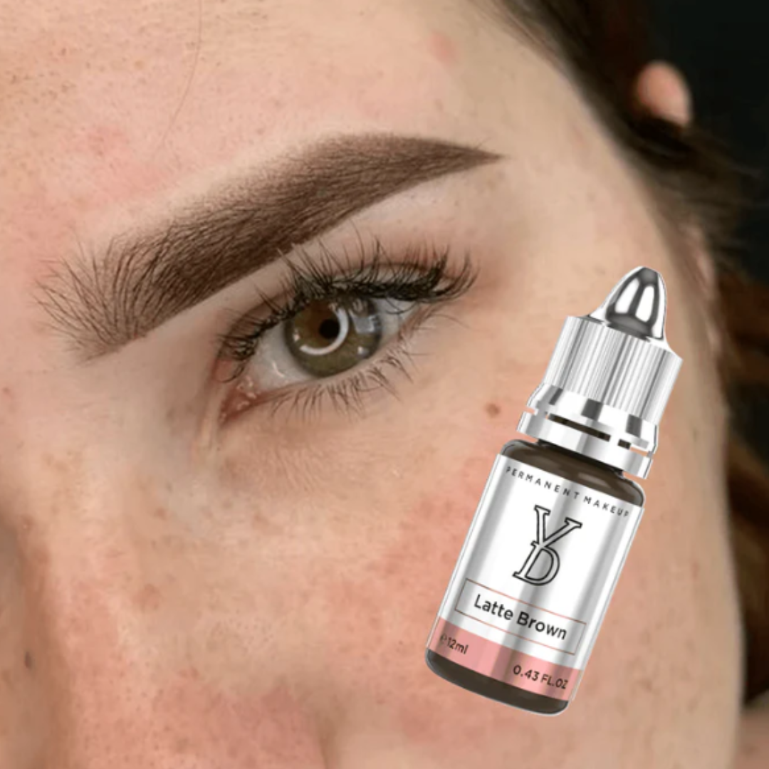 Resultado Powder Brows con pigmento PMU YDPMU Latte Brown 12 ml marron neutro ligeramente frio para cejas naturales