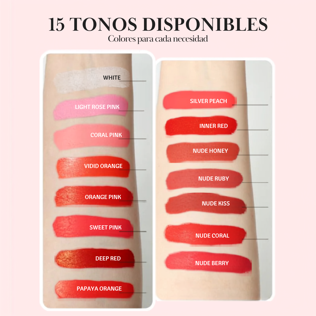 Muestra de color YDPMU Nude Ruby sobre piel comparativa de pigmentos PMU para labios tono rose nude berry dentro de la colección Powder Series