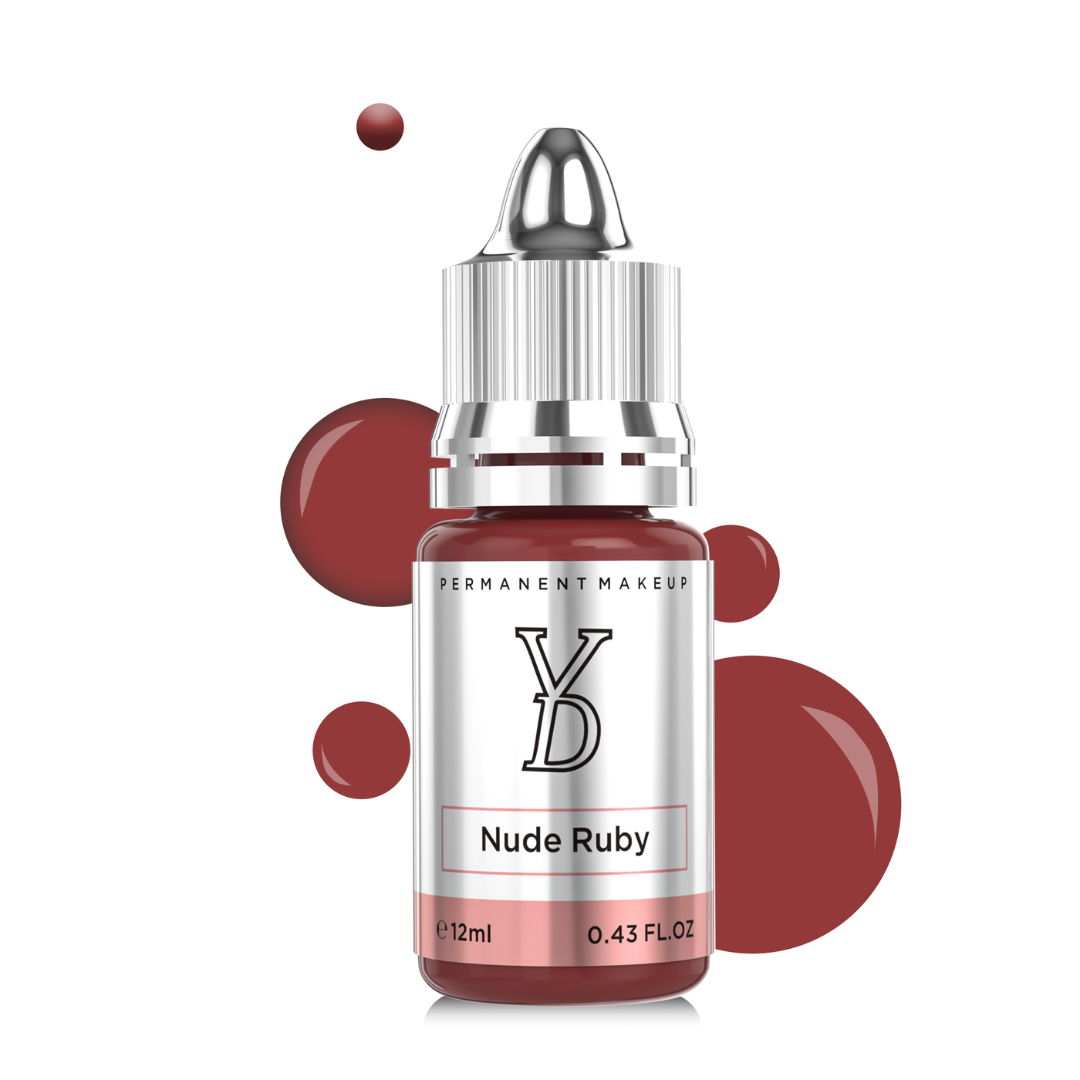 Frasco profesional YDPMU Nude Ruby pigmento híbrido para maquillaje permanente de labios y dermopigmentación areolar tono rose nude berry 12 ml