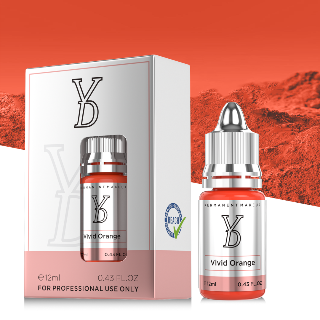 Pigmento PMU YDPMU Vivid Orange 12 ml con frasco y packaging original para uso profesional en labios